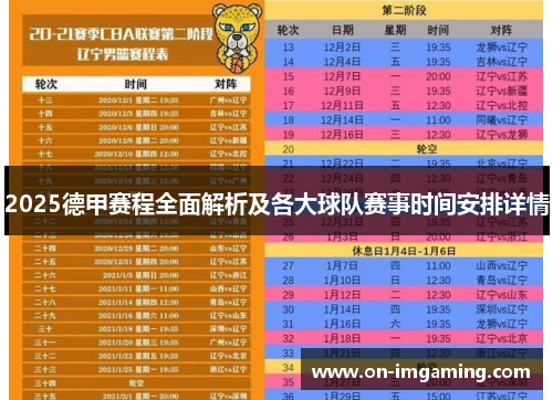 2025德甲赛程全面解析及各大球队赛事时间安排详情