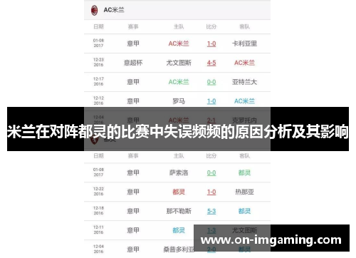 米兰在对阵都灵的比赛中失误频频的原因分析及其影响